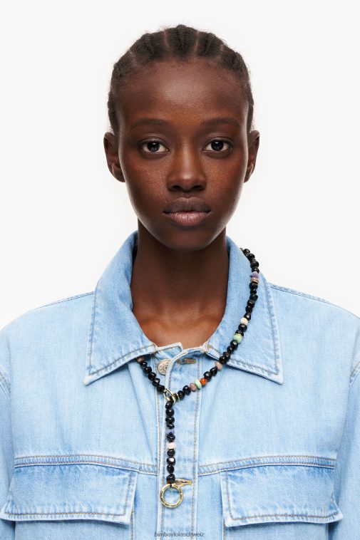 Bimba Y Lola Lange Halskette mit Steinen Schwarz Zubehör T04ZZ768