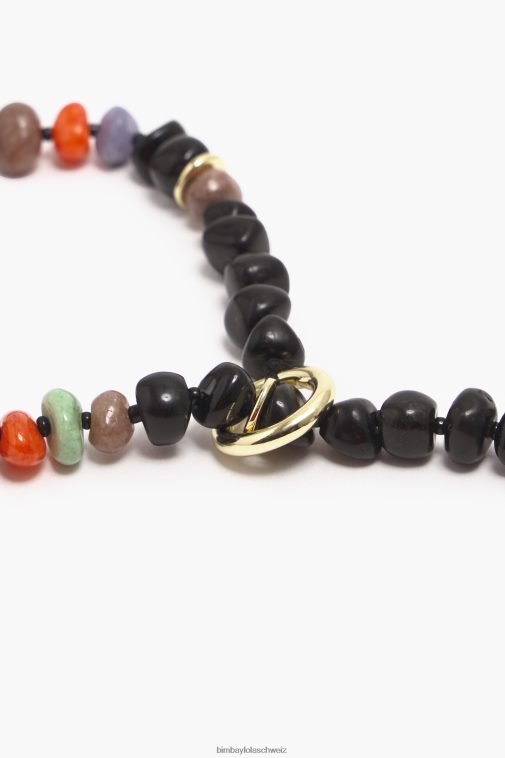 Bimba Y Lola Lange Halskette mit Steinen Schwarz Zubehör T04ZZ768