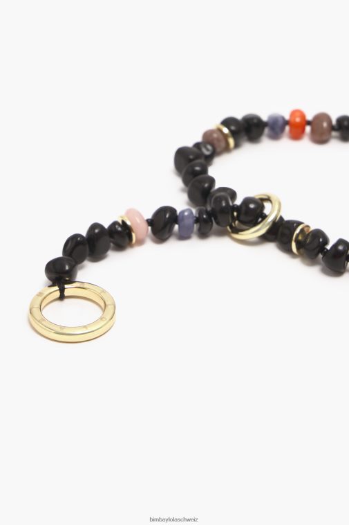 Bimba Y Lola Lange Halskette mit Steinen Schwarz Zubehör T04ZZ768