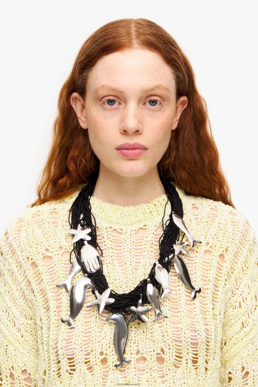 Bimba Y Lola Lange Kordel-Delphin-Halskette Schwarz Zubehör T04ZZ849