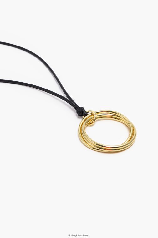 Bimba Y Lola Lange Kordelkette mit Ringen Schwarz Zubehör T04ZZ756