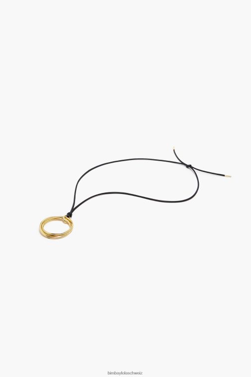 Bimba Y Lola Lange Kordelkette mit Ringen Schwarz Zubehör T04ZZ756