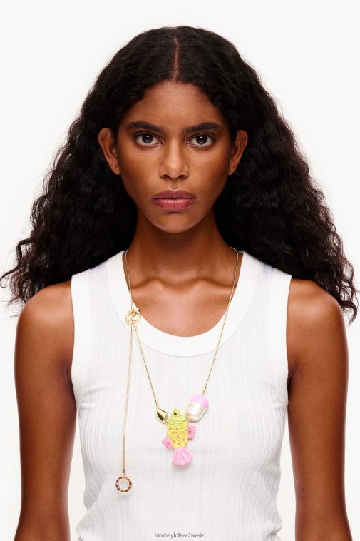 Bimba Y Lola Mehrfarbige Bast-Halskette Rosa Zubehör T04ZZ700