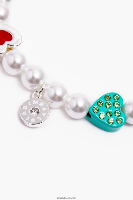 Bimba Y Lola Perlenkette mehrfarbige Herzen Zubehör T04ZZ785