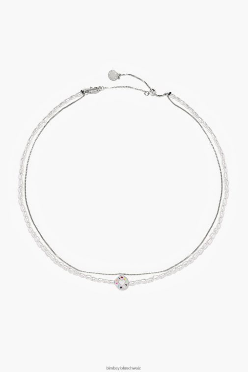 Bimba Y Lola kurze goldene Halskette Silber Zubehör T04ZZ665