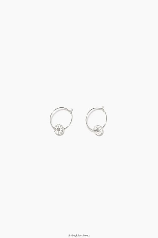 Bimba Y Lola Creolen mit Emaille-Logo Weiss Zubehör T04ZZ830