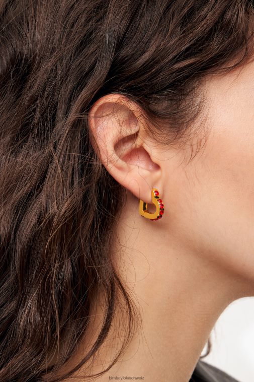 Bimba Y Lola Creolen mit Herzkristallen Rot Zubehör T04ZZ779