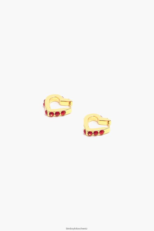 Bimba Y Lola Creolen mit Herzkristallen Rot Zubehör T04ZZ779