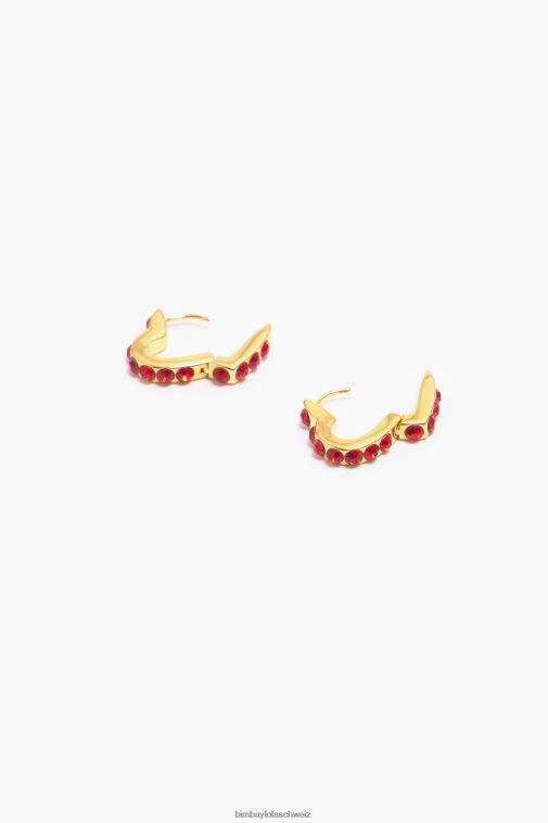 Bimba Y Lola Creolen mit Herzkristallen Rot Zubehör T04ZZ779