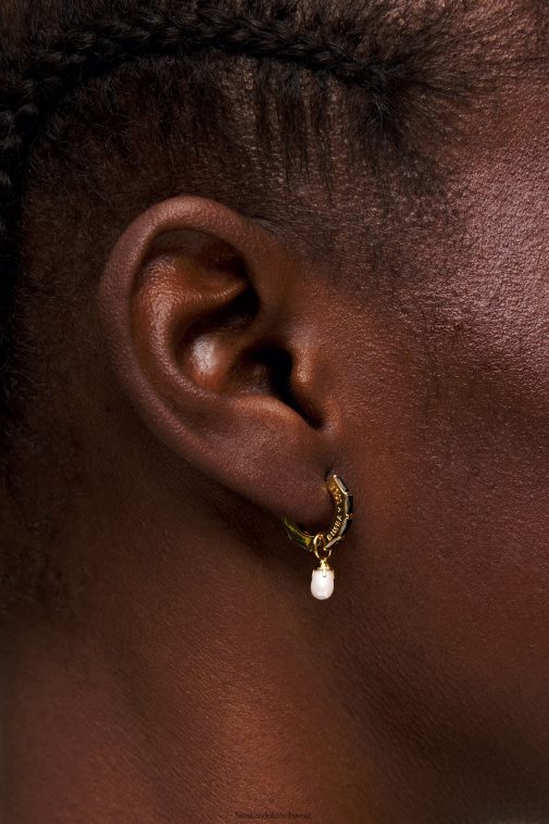 Bimba Y Lola Creolen mit Kristallperlen Schwarz Zubehör T04ZZ781