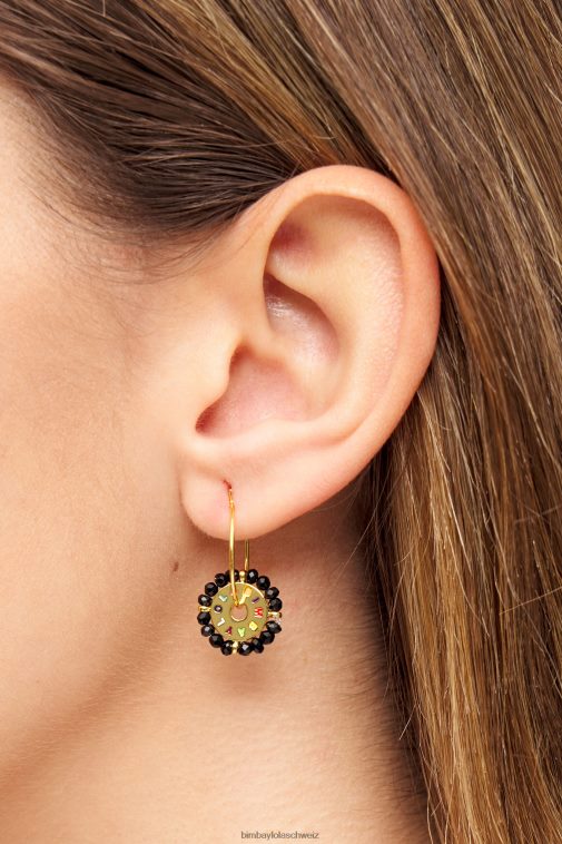 Bimba Y Lola Kristallgoldene Creolen Schwarz Zubehör T04ZZ814