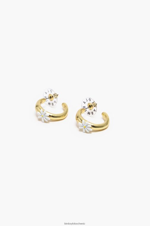Bimba Y Lola goldene Creolen Blume Zubehör T04ZZ676