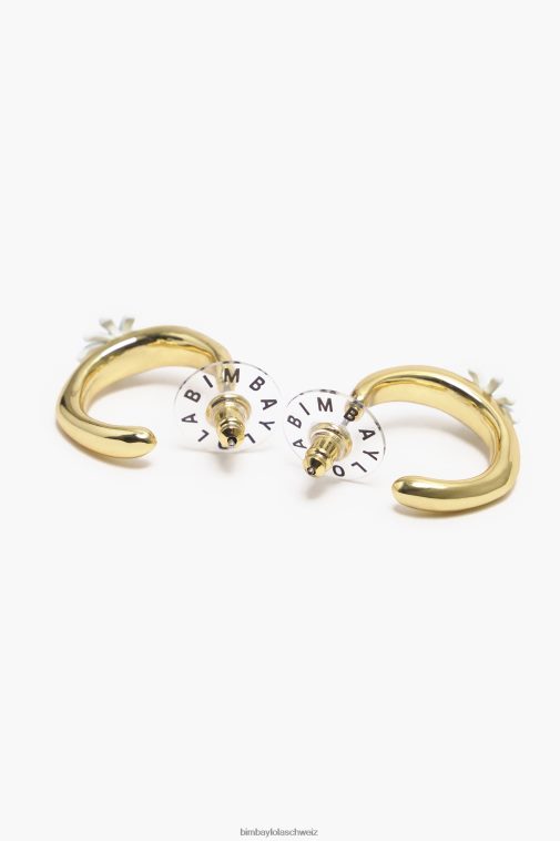 Bimba Y Lola goldene Creolen Blume Zubehör T04ZZ676