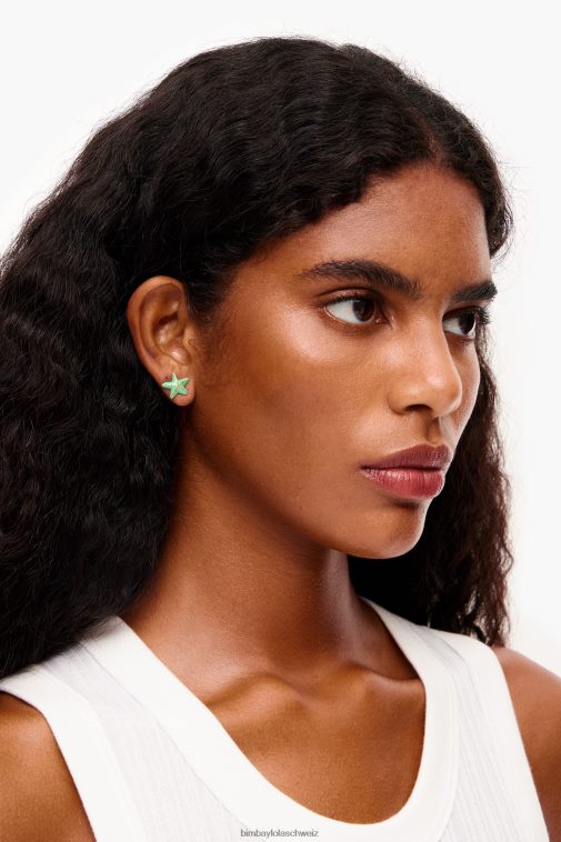 Bimba Y Lola kleine Sternohrringe Aquamarin Zubehör T04ZZ713