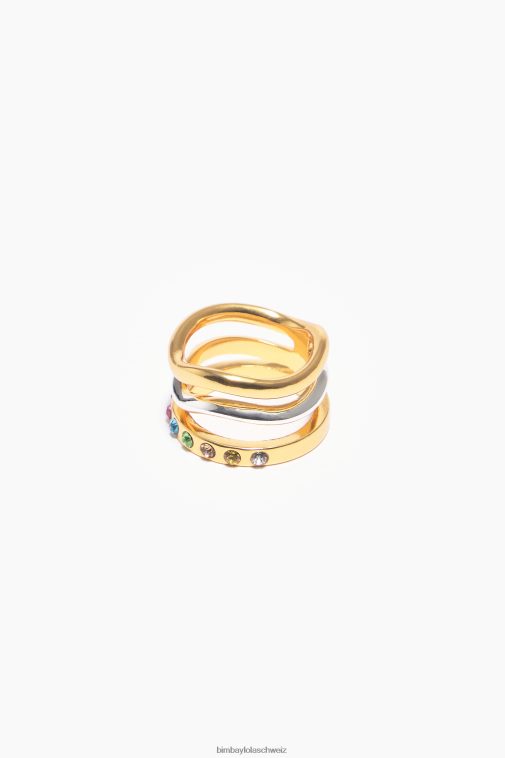 Bimba Y Lola Dreireihiger Ring mit Kristallen Mehrfarbig Zubehör T04ZZ843