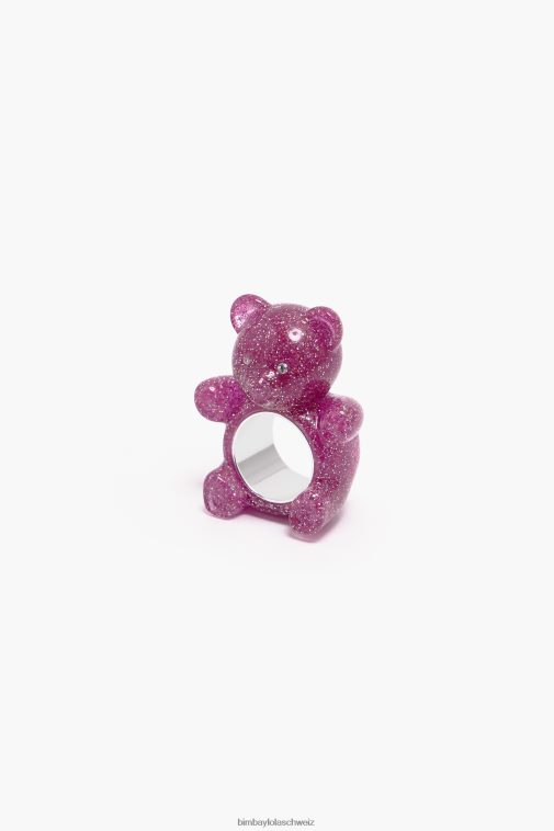 Bimba Y Lola Glitzer-Teddybär-Ring Rosa Zubehör T04ZZ801