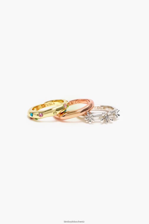 Bimba Y Lola Ring paar Blumen und Kristalle Zubehör T04ZZ684
