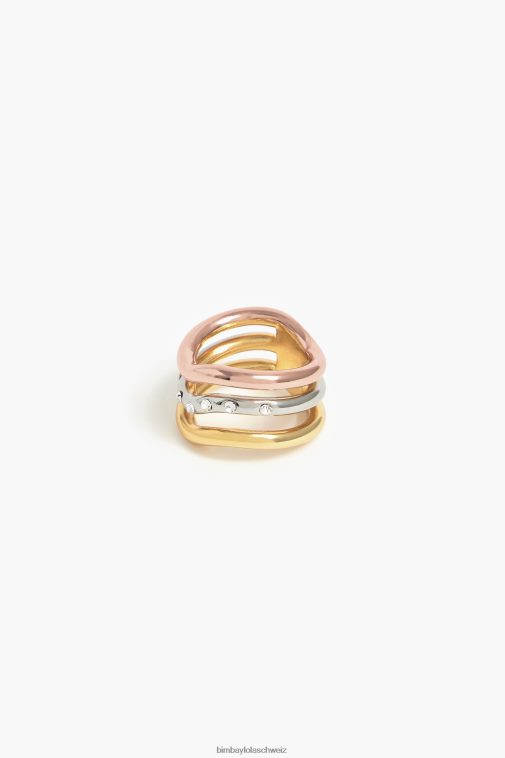 Bimba Y Lola dreifarbiger Ring Kristalle Zubehör T04ZZ738