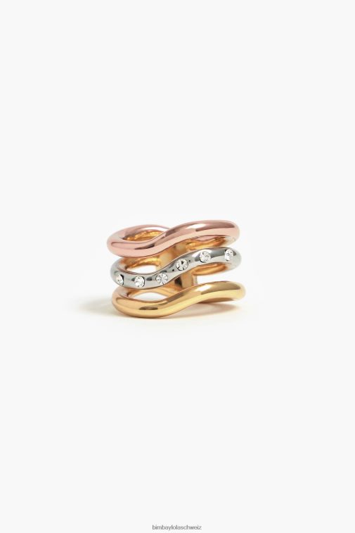 Bimba Y Lola dreifarbiger Ring Kristalle Zubehör T04ZZ738