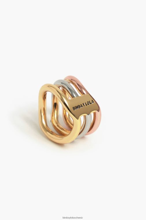 Bimba Y Lola dreifarbiger Ring Kristalle Zubehör T04ZZ738