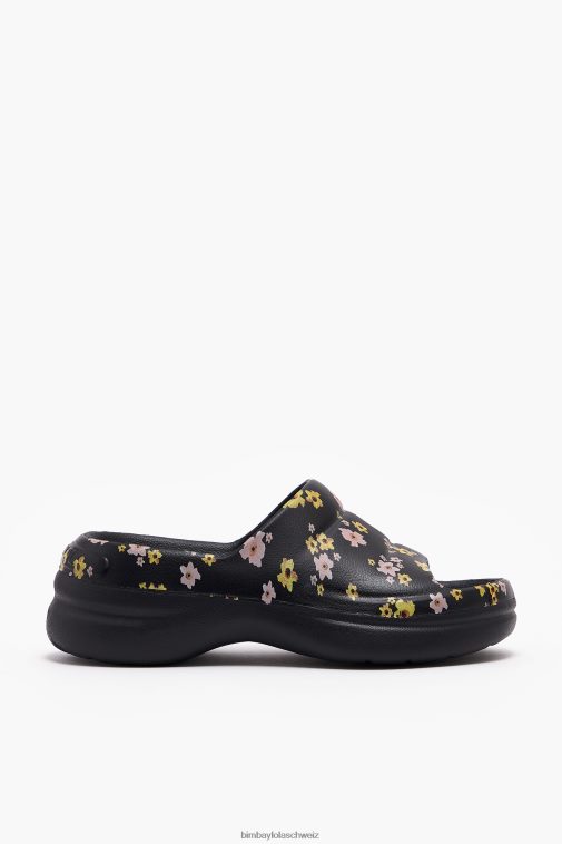 Bimba Y Lola Plateau-Flip-Flop mit Acryl-Blumen-Print Schwarz Fußwewar T04ZZ595