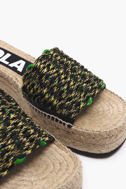 Bimba Y Lola Makramee und Jute-Keil Fußwewar Grün T04ZZ583