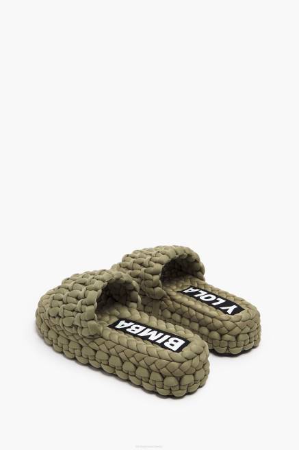Bimba Y Lola geflochtene flache Sandale Fußwewar khaki T04ZZ572