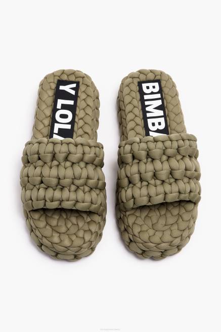Bimba Y Lola geflochtene flache Sandale Fußwewar khaki T04ZZ572