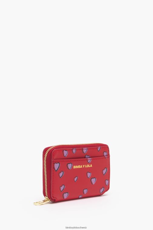 Bimba Y Lola Leder-Geldbörse mit kleinen Herzen Rot Zubehör T04ZZ1012