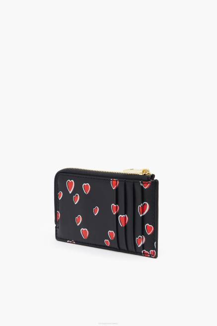 Bimba Y Lola Rechteckige Geldbörse aus Leder mit kleinem Herz-Print Zubehör Schwarz T04ZZ1007
