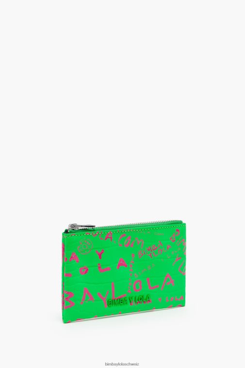 Bimba Y Lola Rechteckiges Portemonnaie mit Krokoprägung Grün Zubehör T04ZZ1040