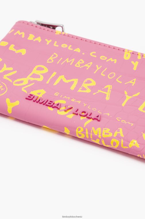 Bimba Y Lola Rechteckiges Portemonnaie mit Krokoprägung Rosa Zubehör T04ZZ1041
