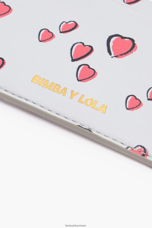 Bimba Y Lola Kartenetui aus Leder mit kleinen Herzen grau Zubehör T04ZZ1005