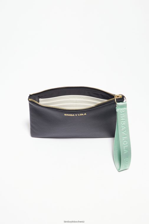 Bimba Y Lola Flaches Make-up-Etui aus Leder Schwarz Zubehör T04ZZ1095