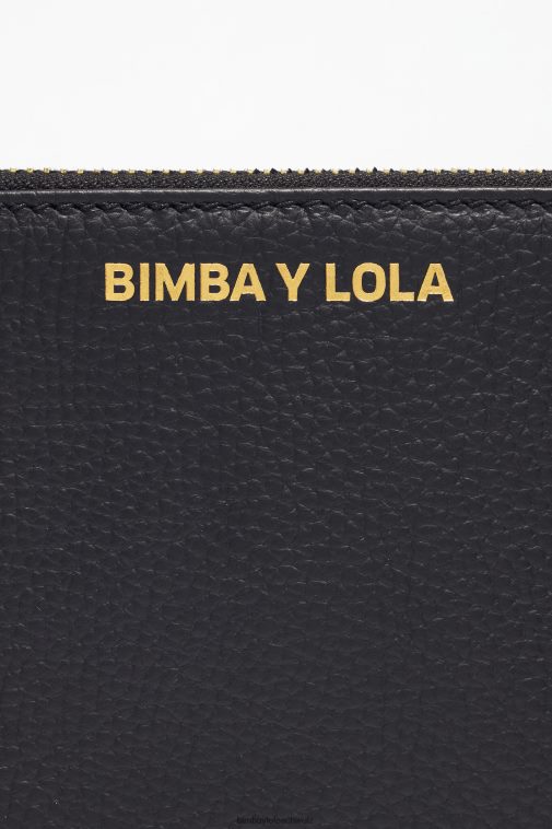 Bimba Y Lola Flaches Make-up-Etui aus Leder Schwarz Zubehör T04ZZ1095