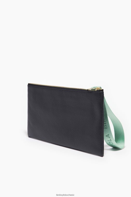 Bimba Y Lola Flaches Make-up-Etui aus Leder Schwarz Zubehör T04ZZ1095