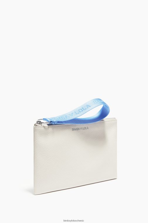 Bimba Y Lola Flaches Make-up-Etui aus Leder Weiss Zubehör T04ZZ1096