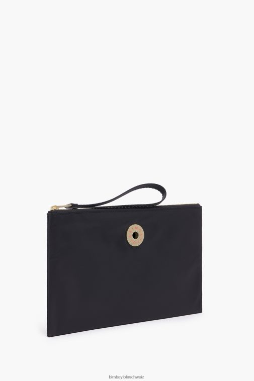 Bimba Y Lola Flaches Make-up-Etui aus Nylon Schwarz Zubehör T04ZZ1097