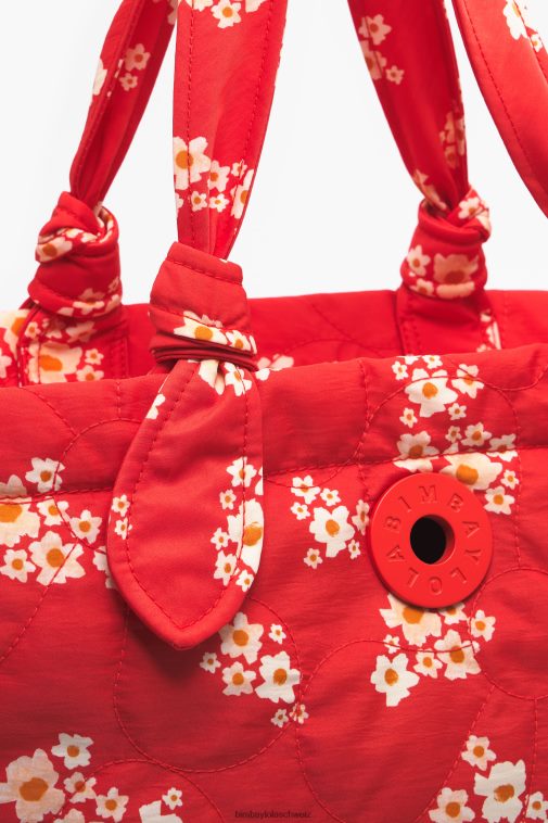Bimba Y Lola Acryl-Blumen-Nylon-Shopper-Tasche Rot Zubehör T04ZZ133