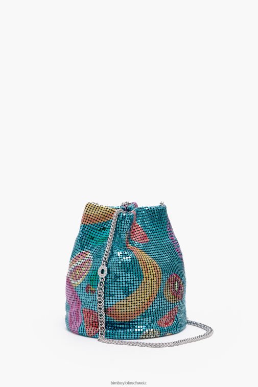 Bimba Y Lola Beuteltasche aus Netzstoff mit Bananen-Mix-Print Aquamarin Zubehör T04ZZ145