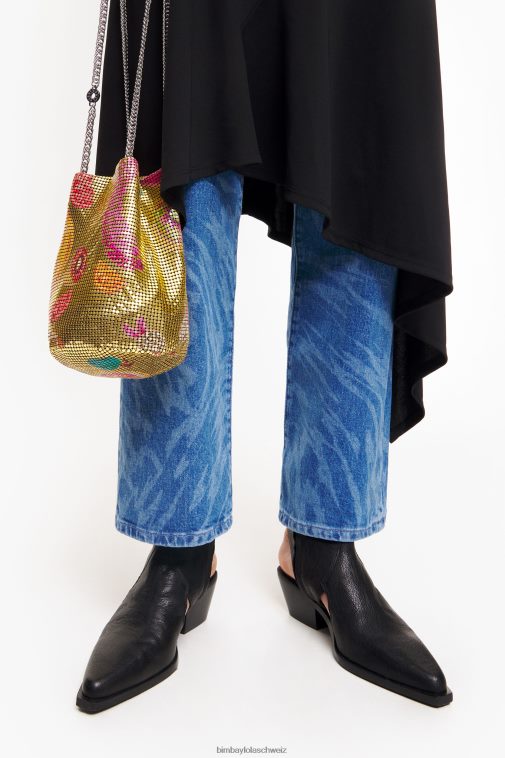 Bimba Y Lola Netzbeutel-Beuteltasche mit Bananen-Mix-Print golden Zubehör T04ZZ146