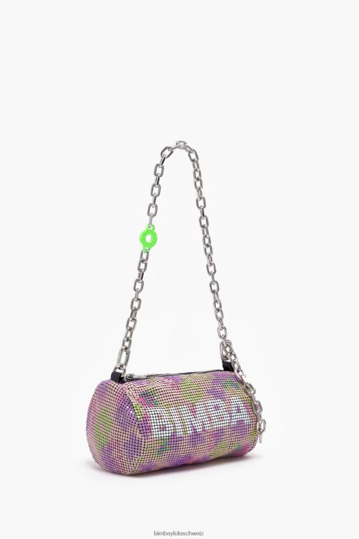Bimba Y Lola Zylindrische Tasche aus Blumenspray-Mesh Rosa Zubehör T04ZZ142