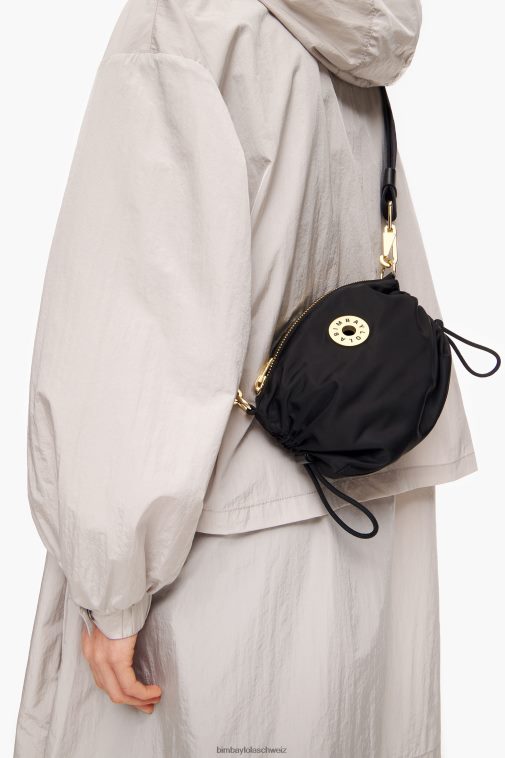 Bimba Y Lola Geraffte Umhängetasche aus Nylon Schwarz Zubehör T04ZZ92