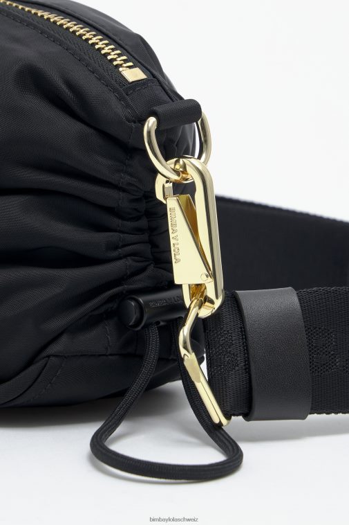 Bimba Y Lola Geraffte Umhängetasche aus Nylon Schwarz Zubehör T04ZZ92