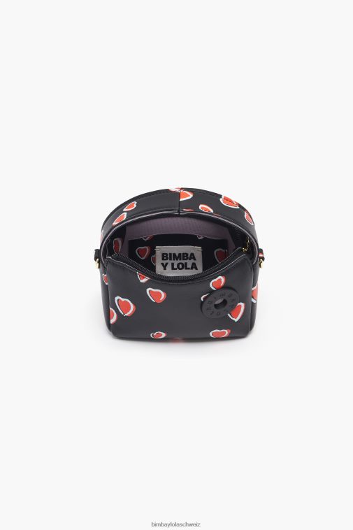 Bimba Y Lola Hobo-Tasche aus Leder mit Herzen Schwarz Zubehör T04ZZ60