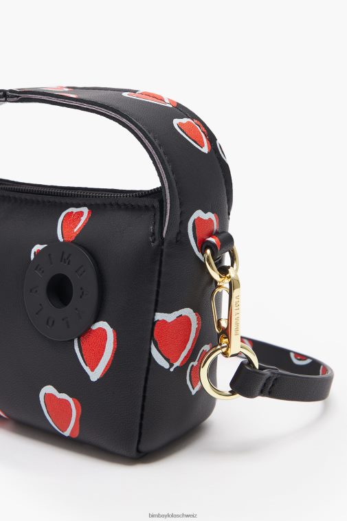 Bimba Y Lola Hobo-Tasche aus Leder mit Herzen Schwarz Zubehör T04ZZ60