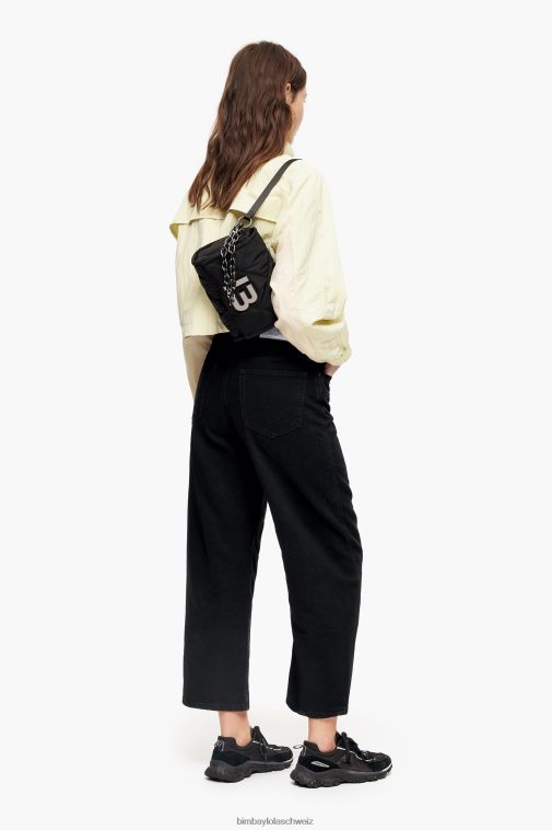 Bimba Y Lola Nylon-Umhängetasche mit Klappe Schwarz Zubehör T04ZZ108