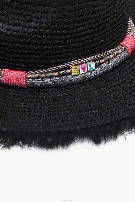 Bimba Y Lola Hut aus Bast Zubehör Schwarz T04ZZ864