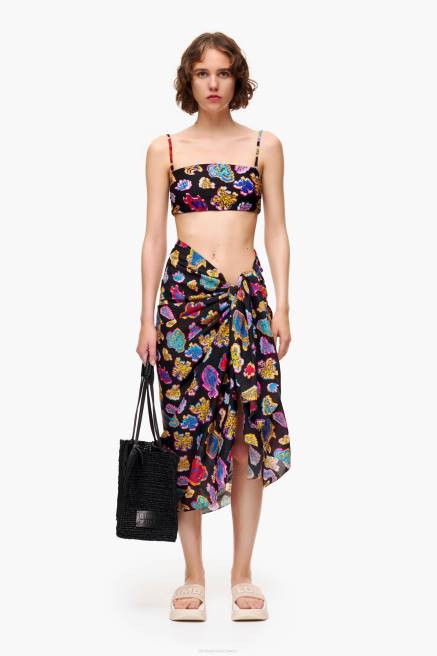 Bimba Y Lola Langer Fisch-See-Sarong aus Baumwolle Zubehör Schwarz T04ZZ610