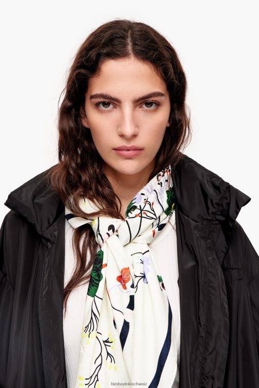 Bimba Y Lola Schal mit Blumen nicht-gerade weiss Zubehör T04ZZ653